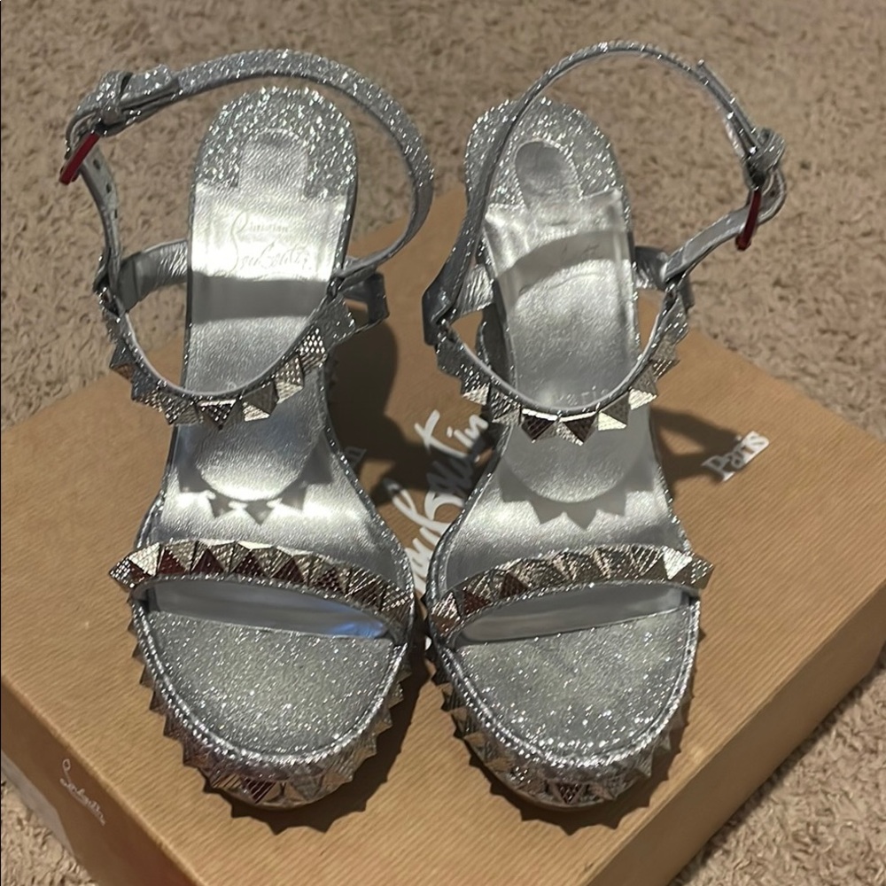 Christian Louboutin Silver Metallic Heels